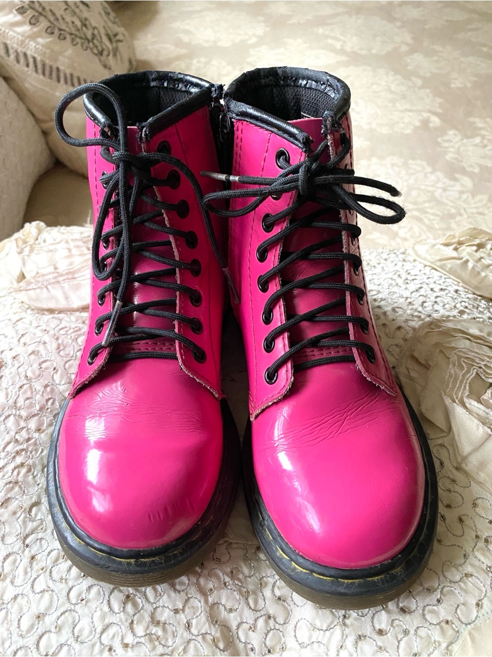 Dr. Martens Hot Pink Boots Lace Front Little Girl Size 13